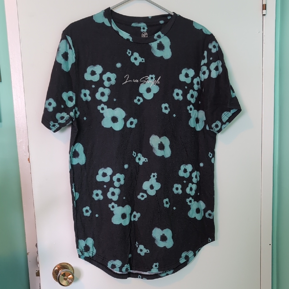 360 Surf Black, Green Flower Print Tee